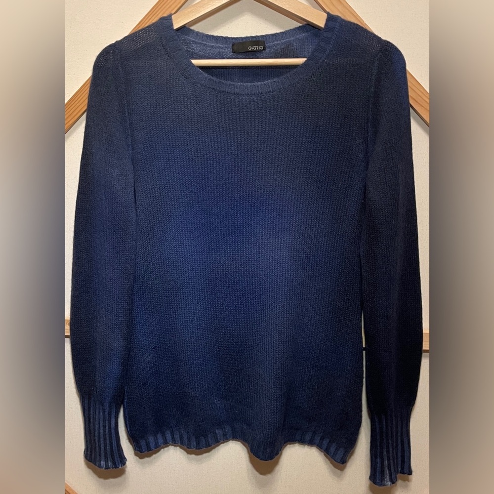 Avant Toi Blue Distressed Cashmere Knit Sweater Sz M